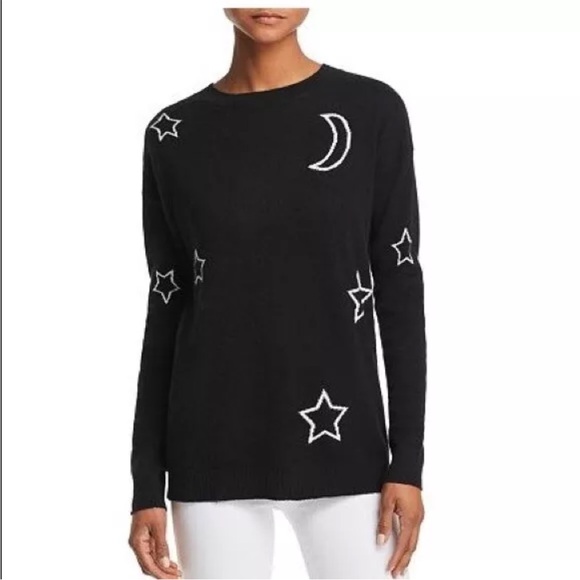 Aqua black cashmere sweater with white stars XS - Picture 1 of 4
